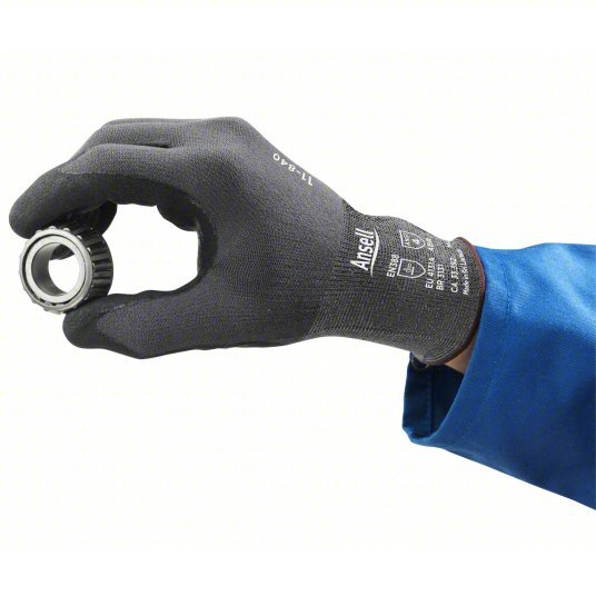 Hyflex 11 - 840 Coated Gloves S (7), Rough, Foam Nitrile, Palm, Dipped, ANSI Abrasion Level 4, Gray, 1 PR - KVM Tools Inc.KV20KJ45