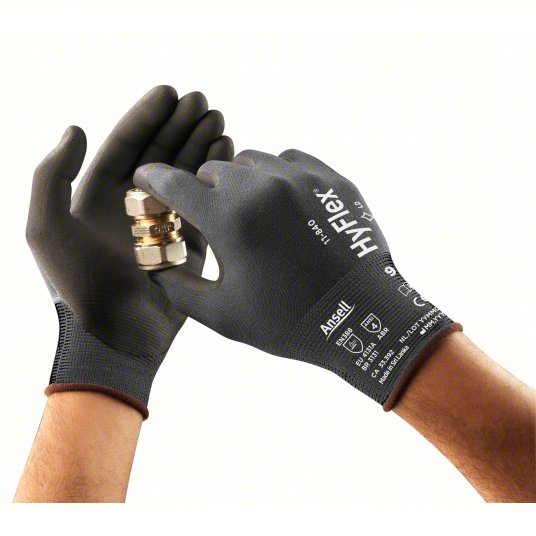Hyflex 11 - 840 Coated Gloves S (7), Rough, Foam Nitrile, Palm, Dipped, ANSI Abrasion Level 4, Gray, 1 PR - KVM Tools Inc.KV20KJ45
