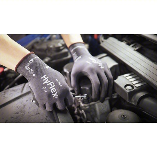 Hyflex 11 - 840 Coated Gloves XS (6), Rough, Foam Nitrile, Palm, Dipped, ANSI Abrasion Level 4, Gray, 1 PR - KVM Tools Inc.KV20KJ44