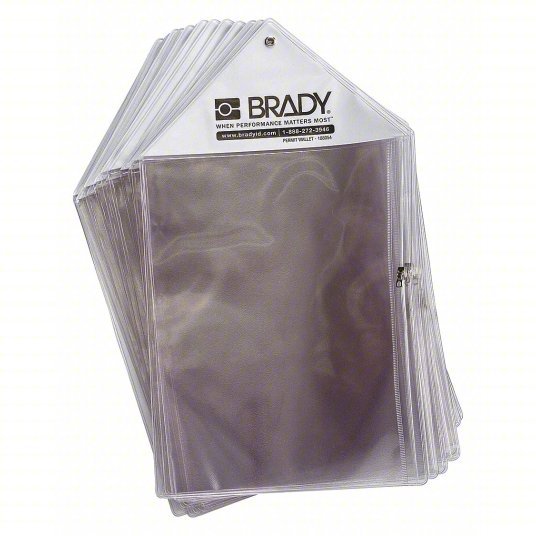 Brady PW - PW A4 1 Job Ticket Holder Plastic, Grommet, 10 1/2 in Ht, 18 1/2 in Wd, Clear/White - KVM Tools Inc.KV20TJ45