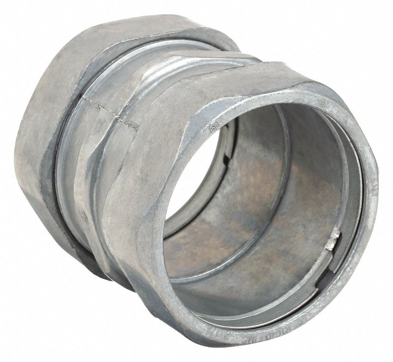 Raco 2876 Compression Conduit Coupling, Zinc, 4 in Trade Size, 3 27/32 in Overall Lg, Gray