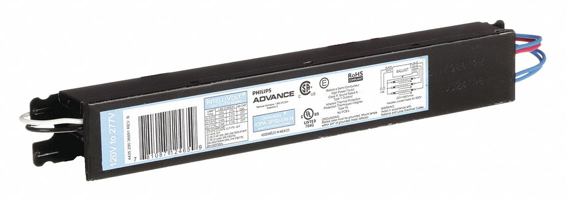 Advance IOPA-3P32-LW-N Fluorescent Ballast, Electronic, T8, 120 to 277V AC, 2 or 3 Lamps, 17-40W Bulb, Optanium, Instant Start