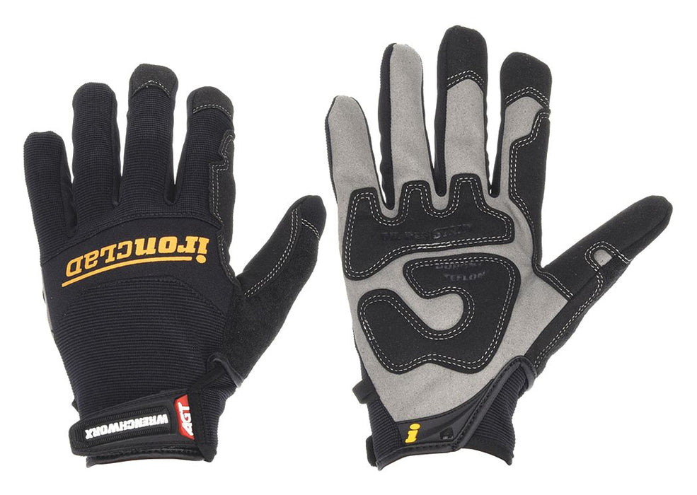 Ironclad WWX2-06-XXL Wrenchworx Mechanics Gloves, 2XL, Black, Synthetic Leather Palm, Nylon Back