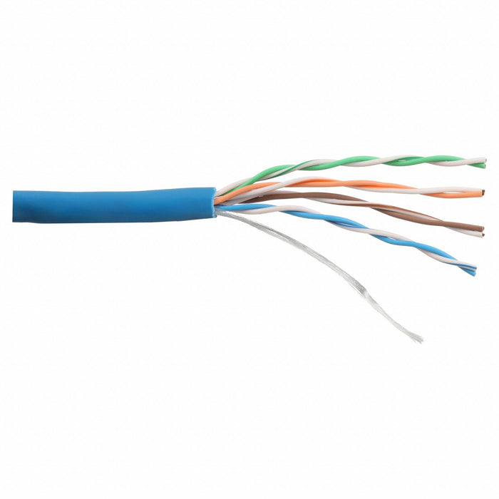 Carol CR5.30.07 Cat 5e Category Cable, 1000 ft, 24 AWG, 4 Pair, Riser CMR, Unshielded, 100 MHz, Blue PVC