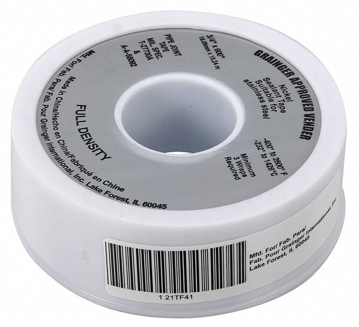 Approved Vendor 21TF41 Thread Sealant Tape High Density 3/4 in x 50 ft Gray Nickel-Filled PTFE