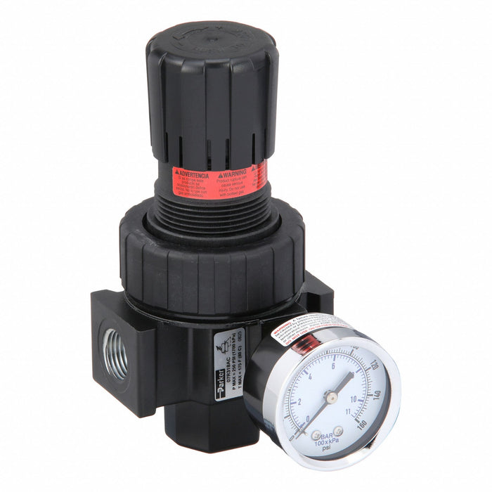 Parker 07R318AC Compressed Air Regulator, Zinc, 1/2 in NPT, 90 cfm, 2 psi to 125 psi, 125 psi Max Op Pressure