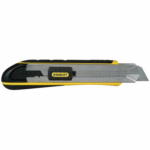 Stanley 10-486 Snap-Off Utility Knife, 8 1/2 in Overall Lg, Rubberized, 7 Segments, 4 Blades Stored, Black