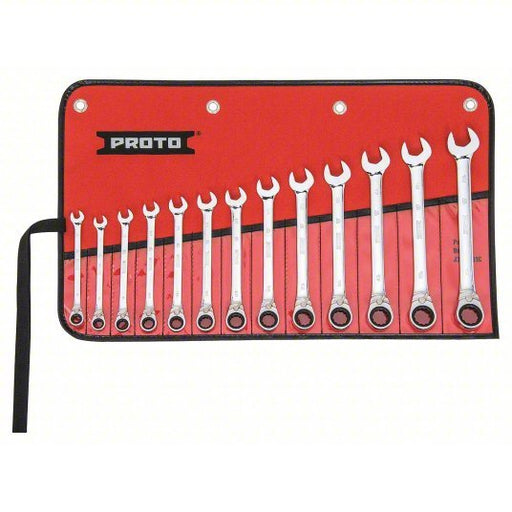 Proto JSCVMT - 13S Combination Wrench Set Alloy Steel, Chrome, 13 Tools, 6 mm to 19 mm Range of Head Sizes - KVM Tools Inc.KV22DJ48