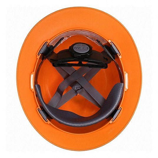 MSA 496075 Hard Hat Orange, No Graphics, Ratchet (4 - Point), Pinlock, Polyethylene, Side - Slots, Solid - KVM Tools Inc.KV22EY76