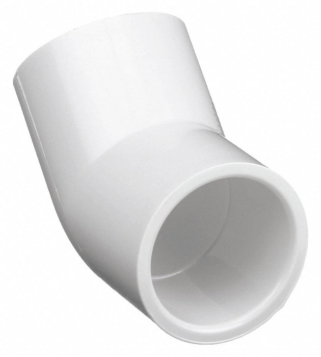 Approved Vendor 417020 Pipe Elbow, 45°, Schedule 40, PVC, 2 in x 2 in Socket x Socket, Female x Female, White