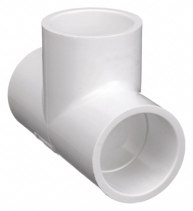 Approved Vendor 401007BC Tee Pipe Fitting, Schedule 40, PVC, 3/4 in x 3/4 in x 3/4 in Size, Socket x Socket x Socket, White
