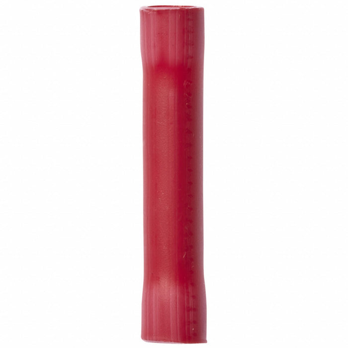 3M BSV18Q Butt Splice Connector, Red, Vinyl, For Wire Size 22 AWG - 18 AWG, 600 V, Pack Qty 25
