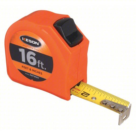 Keson PGT1816V Tape Measure Inch, Nonmagnetic Single Hook Tip, Plastic ...