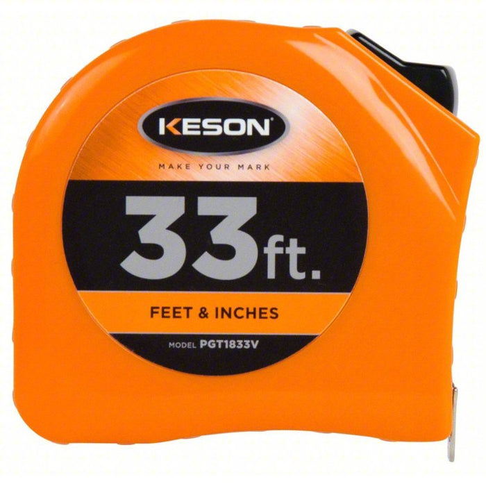 Keson PGT1833V Tape Measure Inch, Nonmagnetic Single Hook Tip, Plastic ...