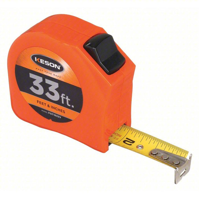 Keson PGT1833V Tape Measure Inch, Nonmagnetic Single Hook Tip, Plastic ...