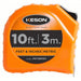 Keson PGT18M10V Tape Measure Inch/Metric, Nonmagnetic Single Hook Tip, Plastic, 10 ft / 3 m, 5 ft Standout Lg - KVM Tools Inc.KV22N893