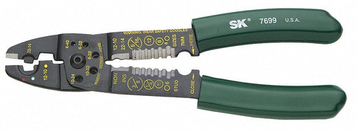 SK 7699 Crimper w/Die, Manual, 22 AWG to 10 AWG, 22 to 10 AWG, 8 1/2 in Overall Lg, Cut/Screw Shear, 7699