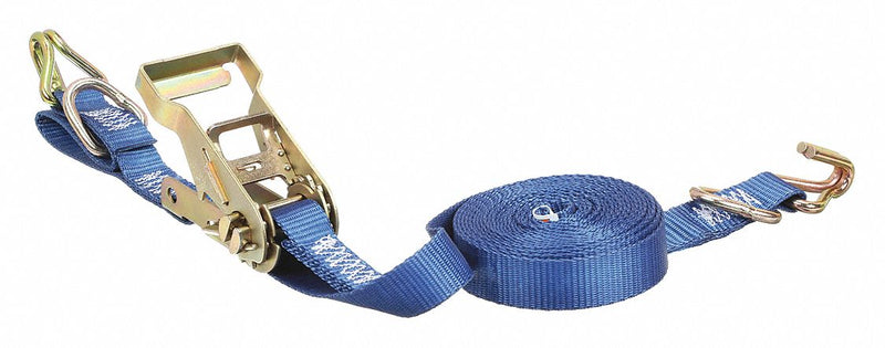Kinedyne 711281/45PKGRA Ratchet Tie Down Strap, 1 in W x 12 ft L, Wire-Hook, Blue Polyester, 835 lb WLL, 2,500 lb/in Break