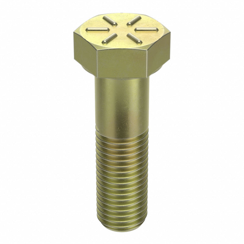 Approved Vendor N04104.100.0350 Hex Head Cap Screw, Steel, Grade 8, Zinc Yellow, 1"-8, Coarse, 3 1/2 in lg, Made in USA*, Inch, 5 PK