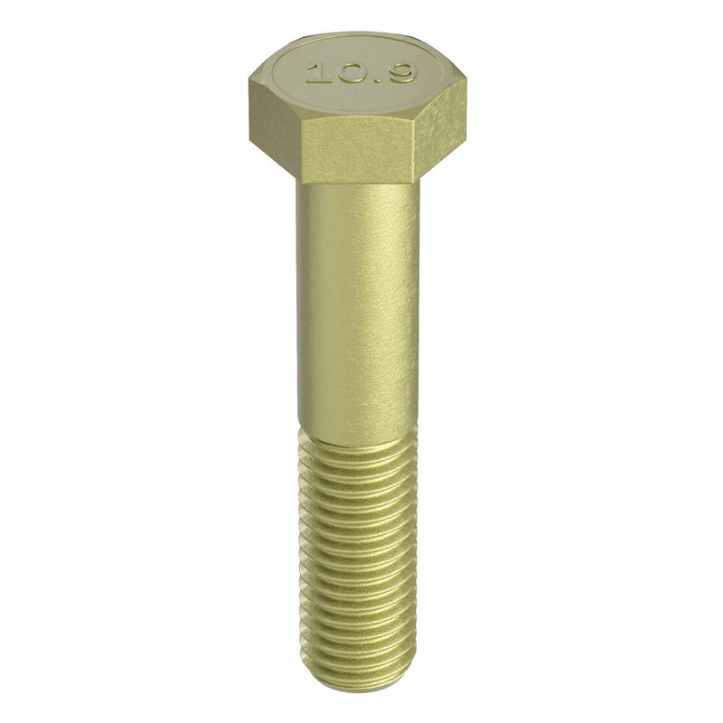 Approved Vendor M04104.140.0090 Hex Head Cap Screw, Steel, Class 10.9, Zinc Yellow, M14x2.00, Coarse, 90 mm lg, Metric, 25 PK
