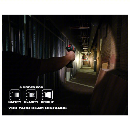 Milwaukee 2353 - 20 Cordless Flashlight: M12, Bare Tool, 750 lm Max., 3 Modes, Hand Held, Bare Tool - KVM Tools Inc.KV45FD40