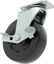 McMaster 2358T63 Static-Control Plate Caster, Swivel with Brake and 3" Diameter x 15/16" Wide Black Solid Rubber Wheel
