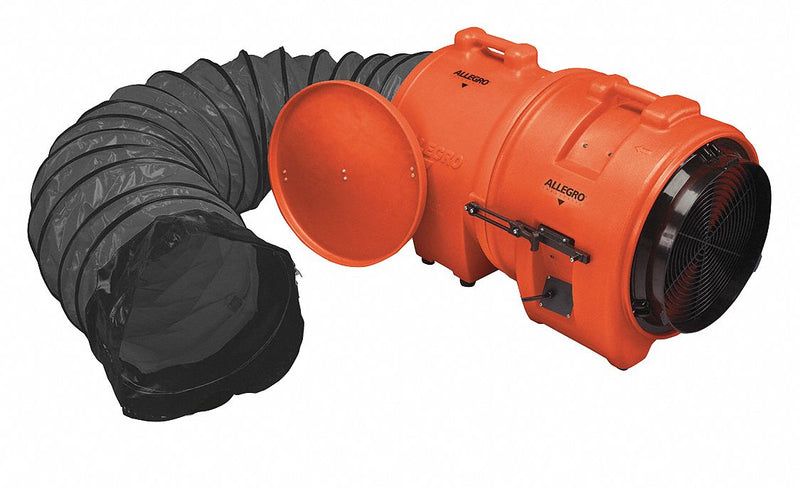 Allegro 9558-25 Axial Blower Kit, 3/4 hp, 2,849 cfm, 115/208-230V AC, NEMA 5-20P, with 25 ft Statically Conductive Ducting + Canister, Explosion-Proof
