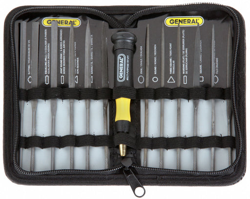 General Tools 707475 Needle File Set, Barrette/Crossing/Equaling/Half Round/Knife/Rectangular/Round/Square/Triangular