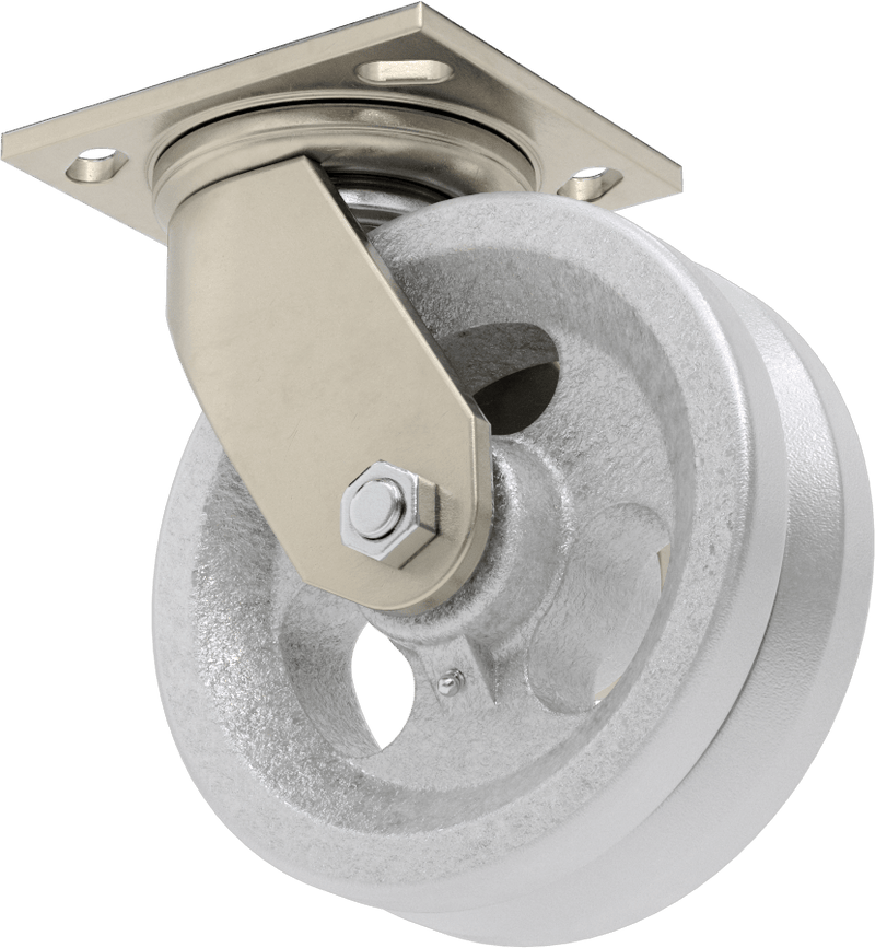 McMaster 2453T67 V-Groove Wheel Track Caster, High-Capacity, 4-1/2" × 4" Plate, Swivel with 6" Diameter Wheel