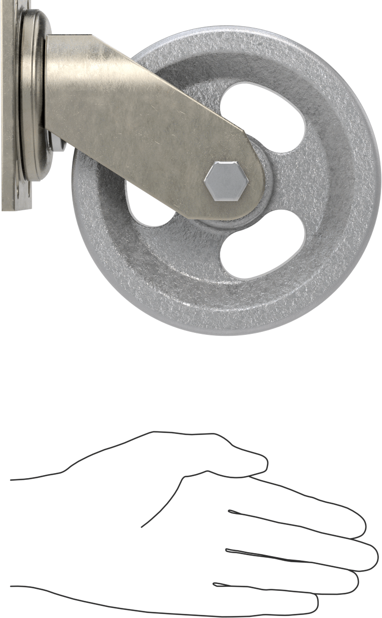 McMaster 2453T67 V-Groove Wheel Track Caster, High-Capacity, 4-1/2" × 4" Plate, Swivel with 6" Diameter Wheel