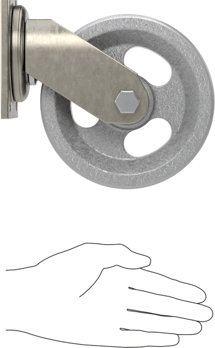 McMaster 2453T67 V-Groove Wheel Track Caster, High-Capacity, 4-1/2" × 4" Plate, Swivel with 6" Diameter Wheel