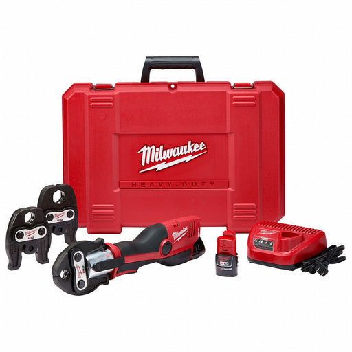 Milwaukee 2473-22 Cordless Press Tool Kit, M12™ REDLITHIUM™, Compact, Inline, For 1/2 in to 1 in Pipe