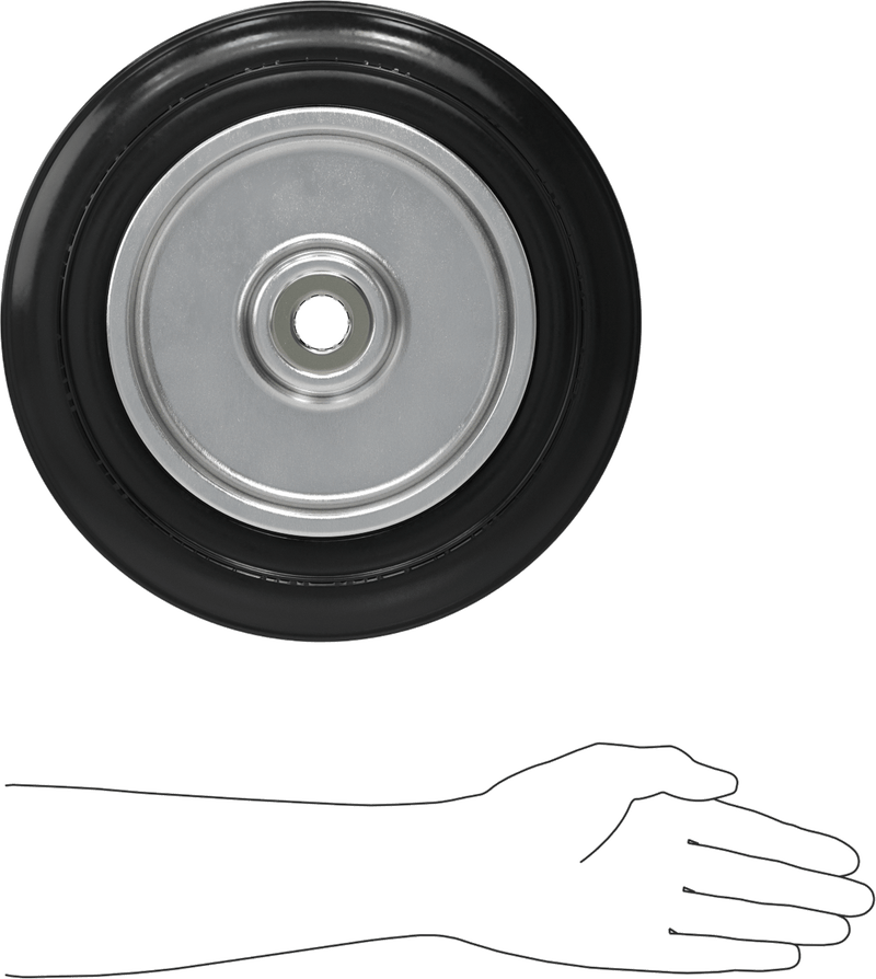 McMaster 2481T27 Rubber Solid-Tread Flat-Free Wheel on Aluminum Core, Center-Mount Hub with Roller Bearing, 12" Diameter × 2-3/4" Wide
