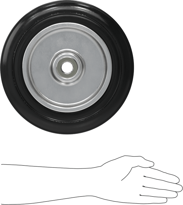 McMaster 2481T27 Rubber Solid-Tread Flat-Free Wheel on Aluminum Core, Center-Mount Hub with Roller Bearing, 12" Diameter × 2-3/4" Wide