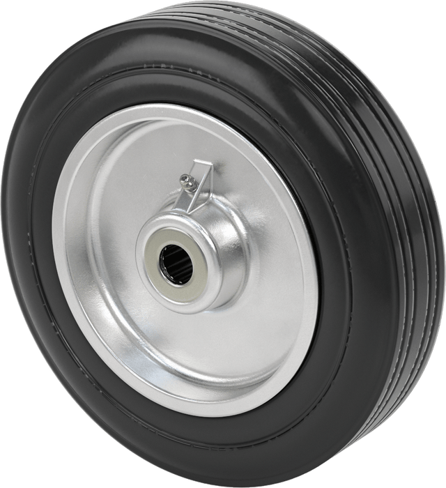 McMaster 2481T32 Rubber Solid-Tread Flat-Free Wheel on Aluminum Core, Center-Mount Hub with Roller Bearing, 12" Diameter × 2-3/4" Wide