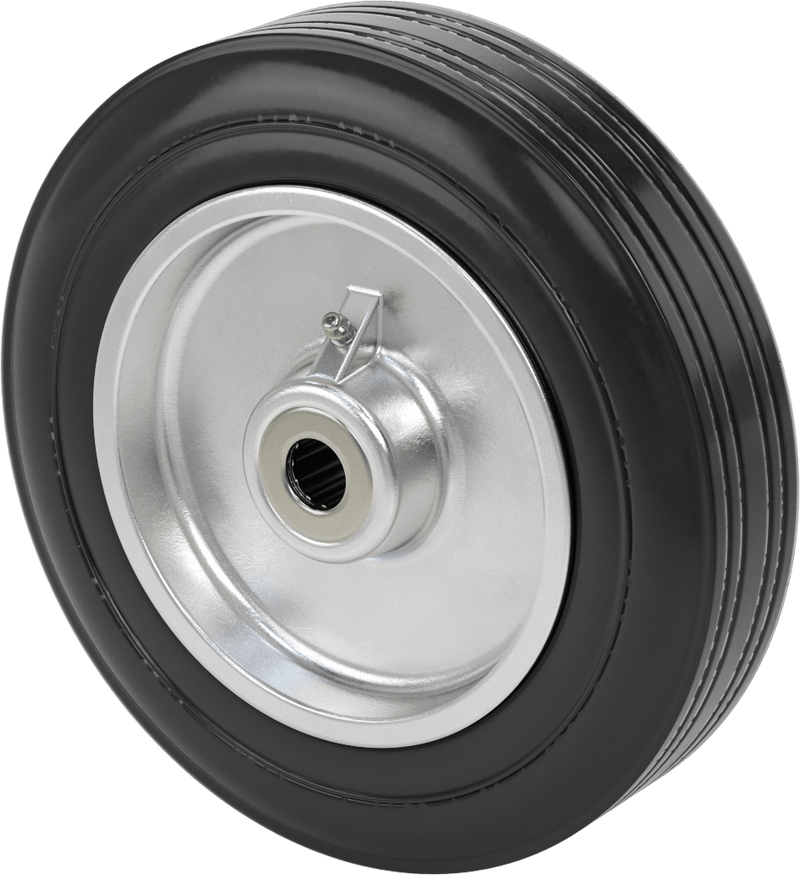 McMaster 2481T27 Rubber Solid-Tread Flat-Free Wheel on Aluminum Core, Center-Mount Hub with Roller Bearing, 12" Diameter × 2-3/4" Wide