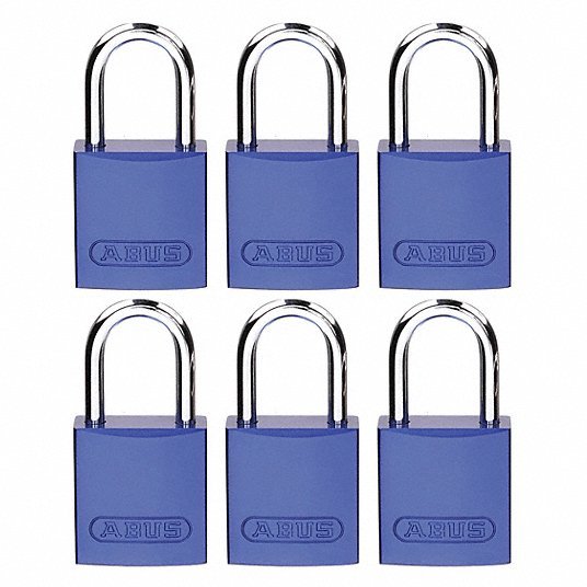 Brady CPAL - BLU - 25AL - KA6 Lockout Padlock Keyed Alike, Aluminum, Compact Body Body Size, Aluminum, Std, Blue, Aluminum PK6 - KVM Tools Inc.KV24UY43