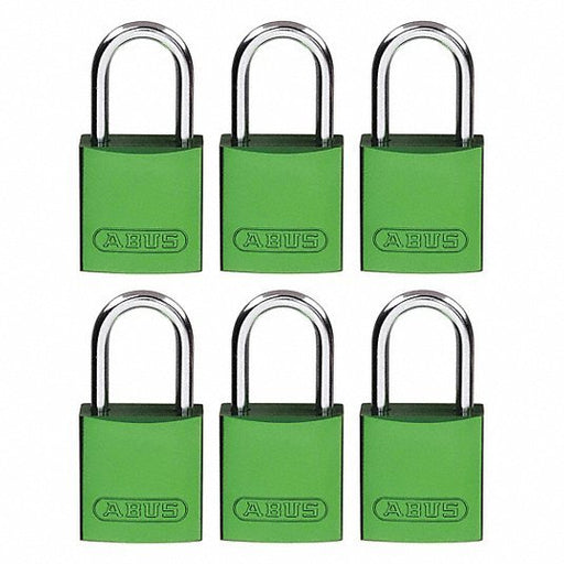 Brady CPAL - GRN - 25AL - KA6 Lockout Padlock: Keyed Alike, Aluminum, Compact Body Body Size, Aluminum, Std, Green, Aluminum - KVM Tools Inc.KV24UY55