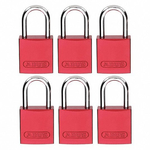 Brady CPAL - RED - 25AL - KA6 Lockout Padlock Keyed Alike, Aluminum, Compact Body Body Size, Aluminum, Std, Red, Aluminum PK6 - KVM Tools Inc.KV24UY63