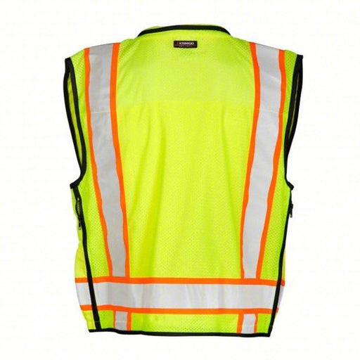 Kishigo S5000-L High-Visibility Vest ANSI Class 2, U, L, Lime, Solid Front/Mesh Back Polyester, Zipper - KVM Tools Inc.KV257NY9