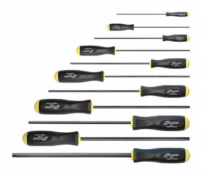 Bondhus 10737 11-pc Long Ball-End Screwdriver Set