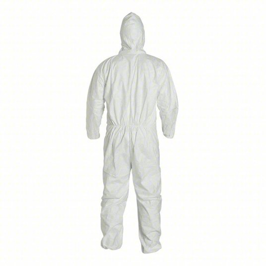 Dupont TY127SWHLG002500 Disposable Coveralls L, Tyvek® 400, Elastic Wrist, Elastic Ankle, White, Serged Seam, 25 PK - KVM Tools Inc.KV6LY35