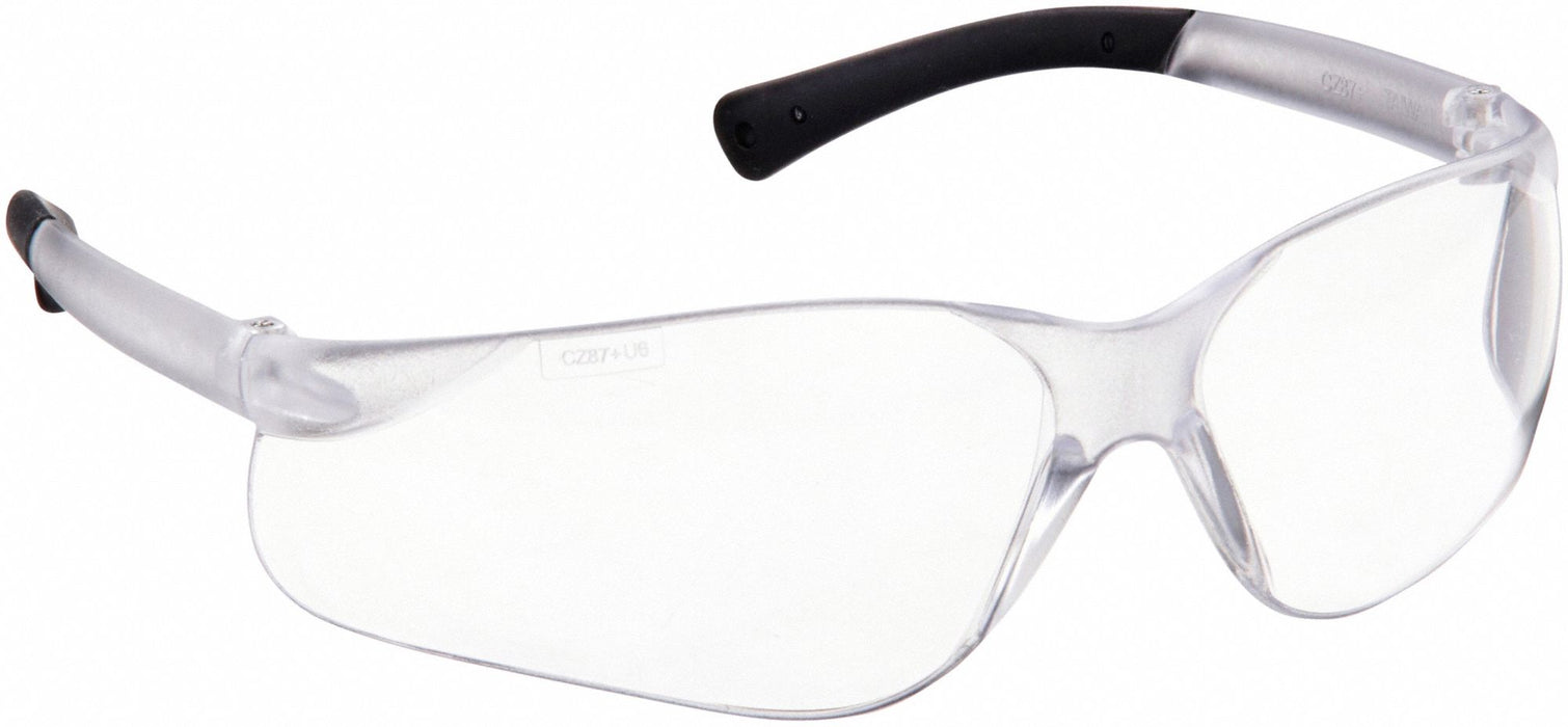 MCR Safety 26G909 Safety Glasses, Clear Lens, Frameless, Uncoated, Clear Frame, BK1 Series