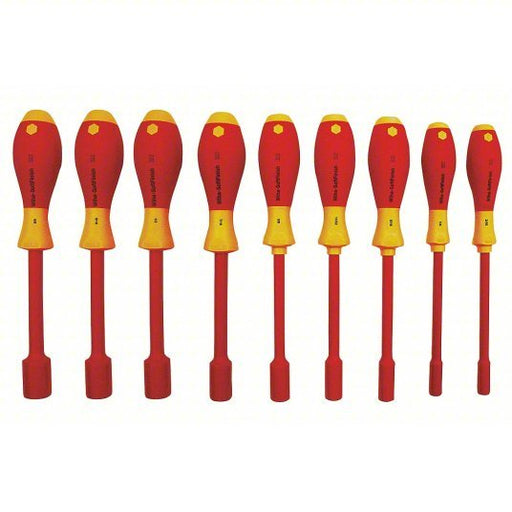 Wiha 32288 Solid Round Shank Nut Driver Set SAE, 11 3/8 in, 5/16 in Bolt Clearance, 5 in Shank Lg - KVM Tools Inc.KV26X274