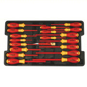 Wiha 32095 Insulated Screwdriver Set 19 Pieces, Phillips/Slotted/Square Tip, Ergonomic Grip, Molded Tray - KVM Tools Inc.KV26X279