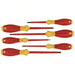Wiha 35891 Insulated Screwdriver Set 6 Pieces, Phillips/Slotted/Square Tip, 1/8 in/7/32 in Tip Size - KVM Tools Inc.KV26X288
