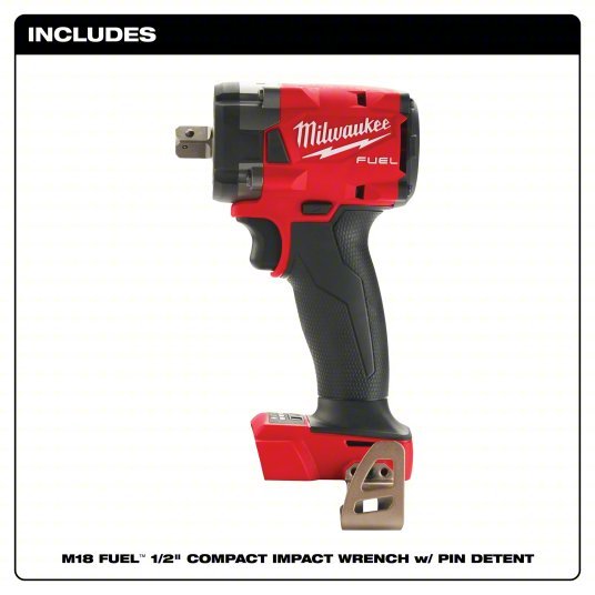 Milwaukee 2855P - 20 Impact Wrench 1/2 in Square Drive Size, 250 ft - lb Fastening Torque, 250 ft - lb Breakaway Torque - KVM Tools Inc.KV60YT18