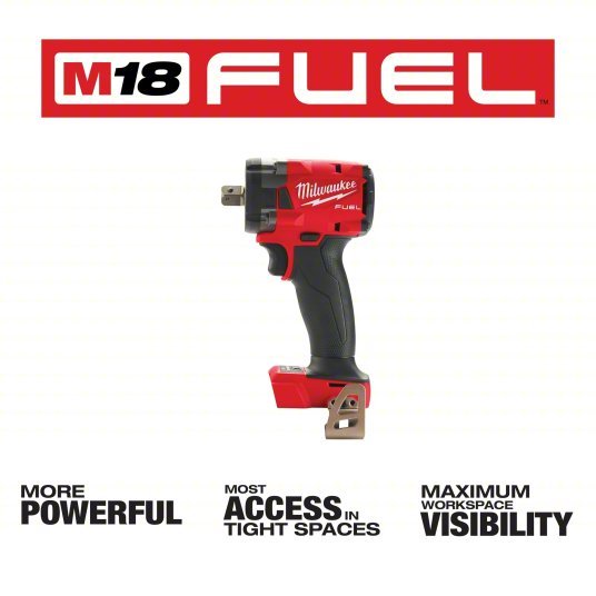 Milwaukee 2855P - 20 Impact Wrench 1/2 in Square Drive Size, 250 ft - lb Fastening Torque, 250 ft - lb Breakaway Torque - KVM Tools Inc.KV60YT18