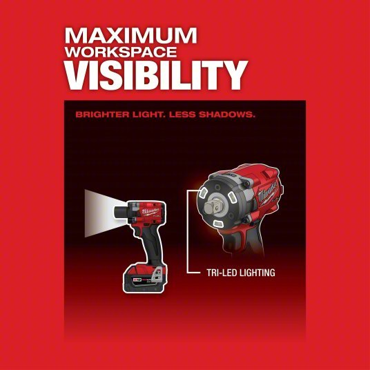 Milwaukee 2855P - 20 Impact Wrench 1/2 in Square Drive Size, 250 ft - lb Fastening Torque, 250 ft - lb Breakaway Torque - KVM Tools Inc.KV60YT18
