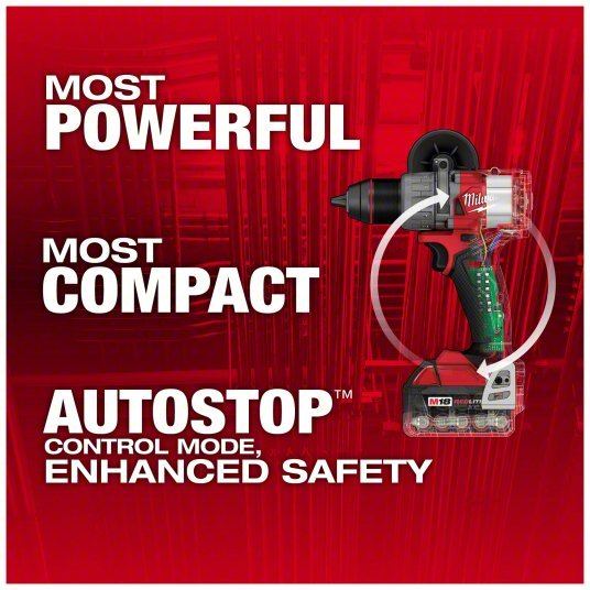 Milwaukee 2903 - 22 Drill 18V DC, Compact Premium, 1/2 in Chuck, 2,100 RPM Max., 1,400 in - lb Max Torque, LED - KVM Tools Inc.KV794JK5